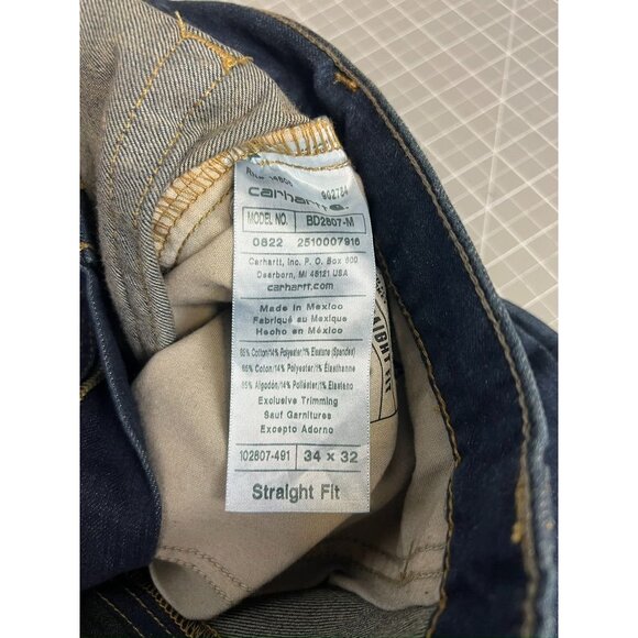 Carhartt Men's Straight Fit Rugged Flex Jeans 34x32 Blue Denim ~NEW~NWT~ - Picture 5 of 6